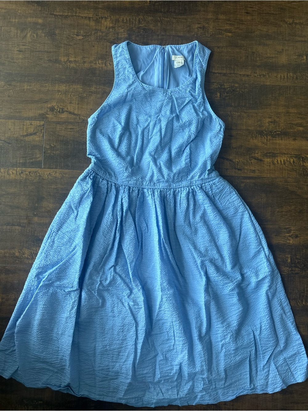 Light Blue Textured Sleeveless Casual Dress